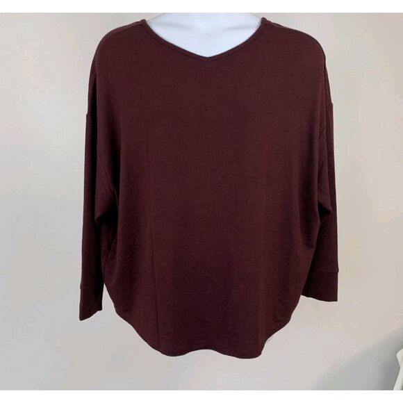 NWT Maurices Dolman Top sz 2X Back Keyhole with Velvet Tie Burgundy (L) - Picture 1 of 7